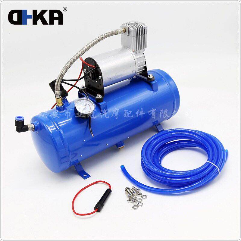 通用现货喇叭改装气泵蓝色6L空气压缩机12V24V悬挂压缩机