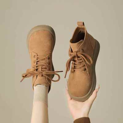 秋冬棕色磨砂皮马丁靴女款2025新款单靴休闲短靴美拉德靴子1102z