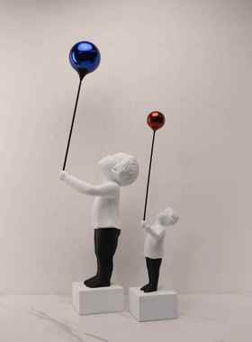 现玄气代极简轻奢树脂球人物摆件样板房客0342茶几关家居装饰品摆