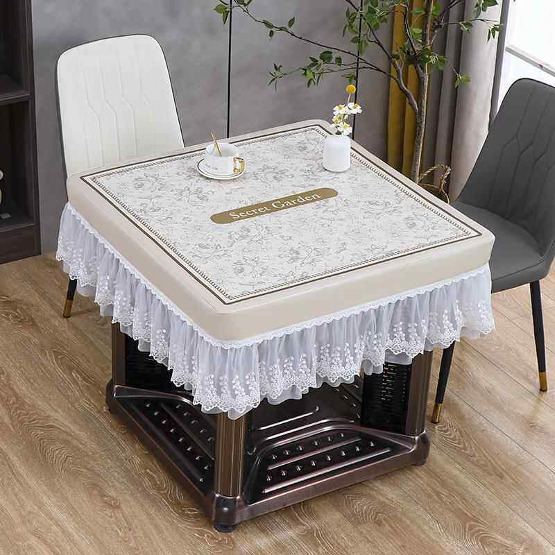 正品正方桌免洗防油防水餐桌布罩高级形家用麻感将机罩套八仙桌台