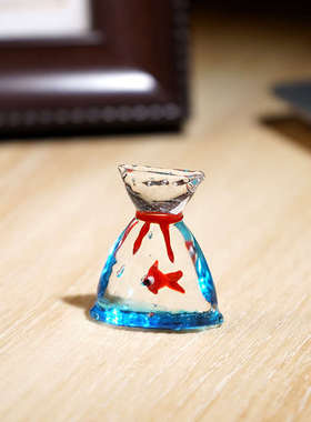 鱼袋子|手工玻璃小摆件透明琉璃办公室电脑桌面汽车载装饰工艺品