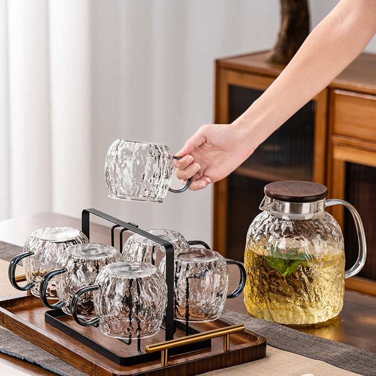 耐高温玻璃喝水杯子套装家用轻奢感待客厅高颜值带把手泡茶具