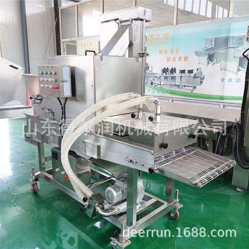 猪排裹粉机器200型脆皮鲜奶上糠机来厂试机诸城上浆上粉设备