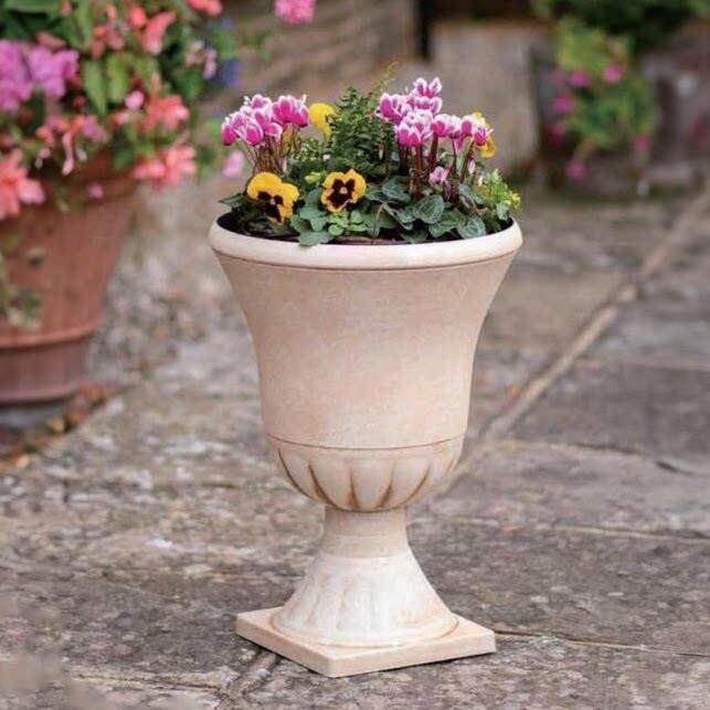 欧式复古做旧户外庭院别墅仿陶瓷塑料罗马高脚奖杯创意型树脂花盆