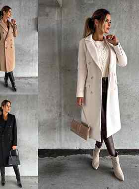 Coat, long sleeved woolen coat大衣长袖毛呢外套