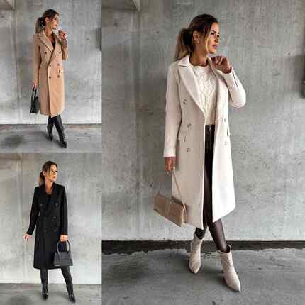 Coat, long sleeved woolen coat大衣长袖毛呢外套