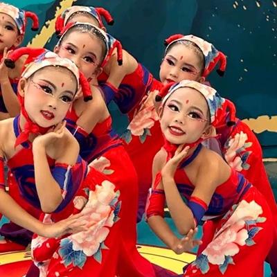 正品儿童开门红兰花奖舞蹈出服喜庆妞民族舞北东秧舞歌醋啊演扭表