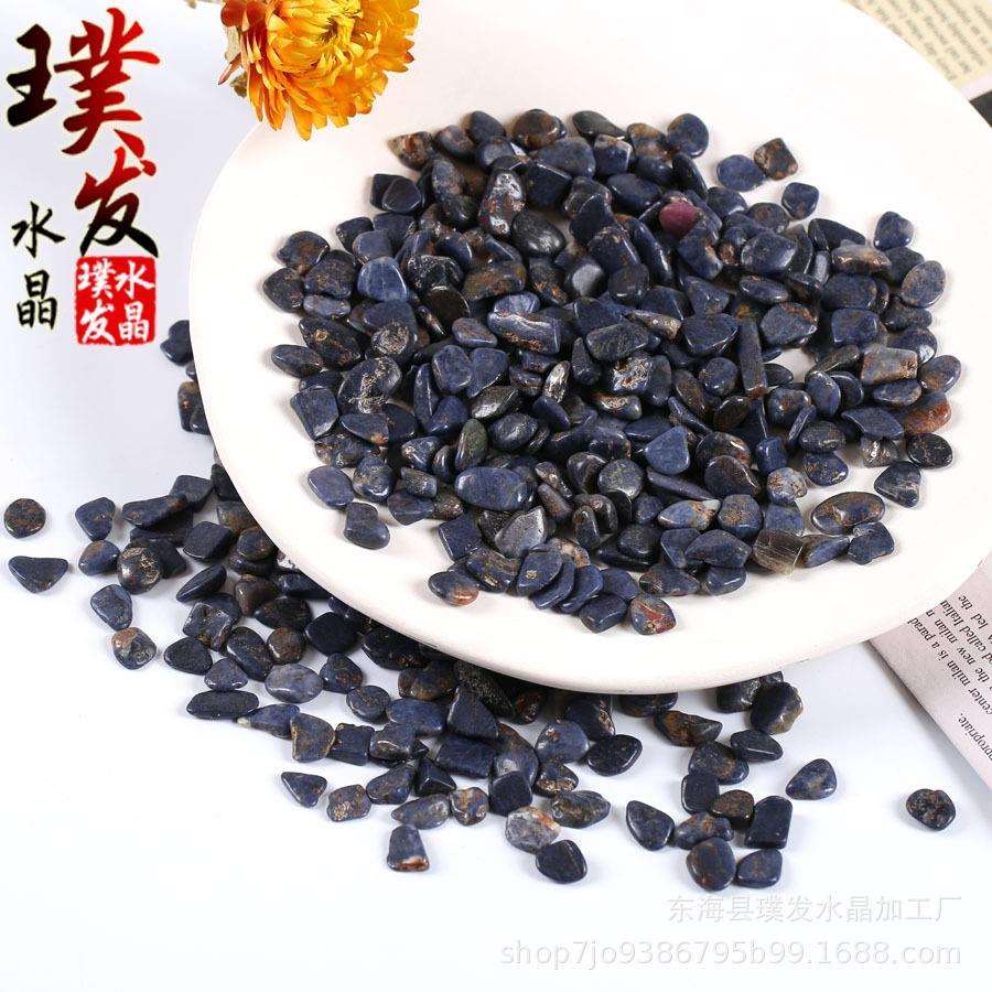 蓝宝石碎石 蓝刚玉水晶碎石摆件 鱼缸石盆栽装饰 跨境商品