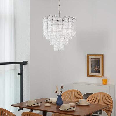 法式Murano圆柱玻璃南洋中古客厅穆拉诺轻奢餐厅复古别墅楼梯吊灯