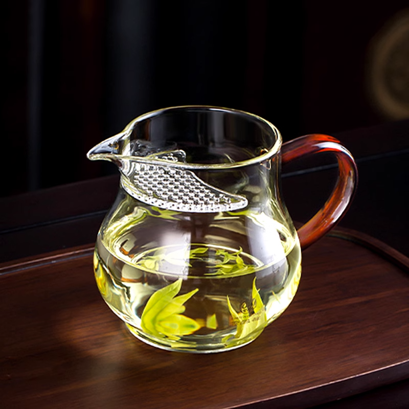 鑫凤祥月牙玻璃杯耐高温高级公道杯带茶漏一体泡茶过滤茶海分茶器