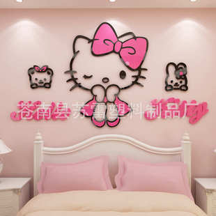 itty猫儿童房装 饰贴画3d水晶立体墙贴亚克力床头卡通背景