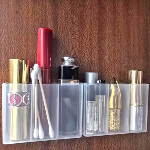 Lipstick organizer with compartments, mirror storage, no-dri