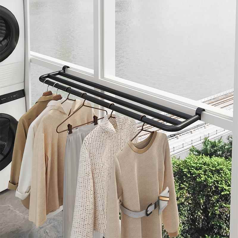 阳台晾衣架窗框卧室衣架晾衣神器家用凉衣服杆子挂窗不占地挂衣杆