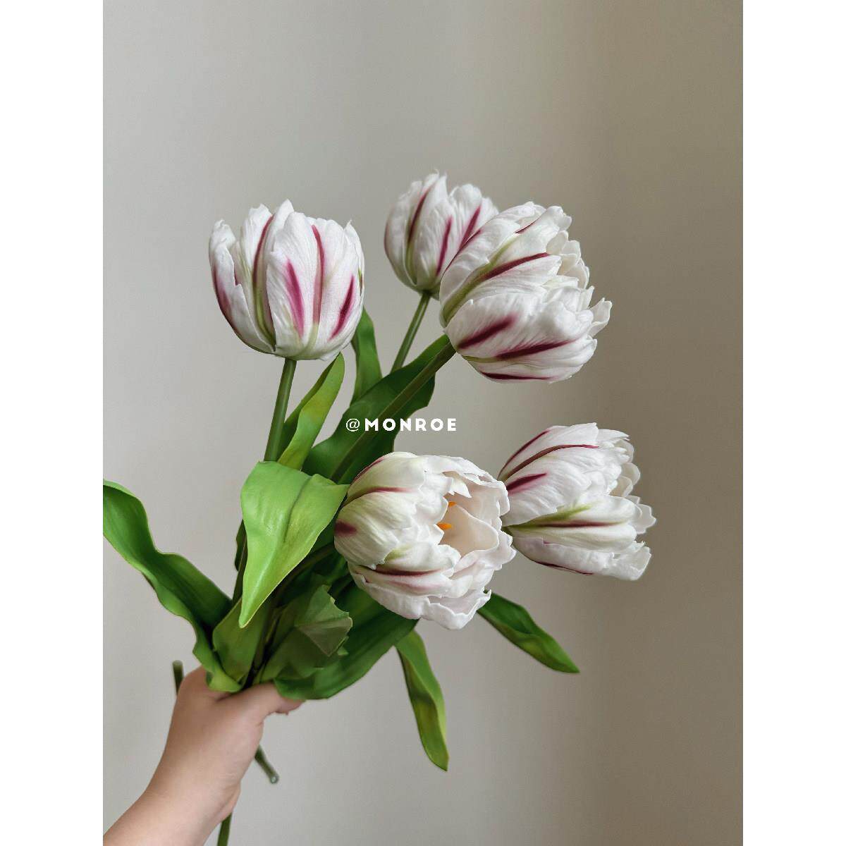 重瓣郁金香·梦鹿彷真花 保湿手感带香氛白色假花客厅桌面装饰品
