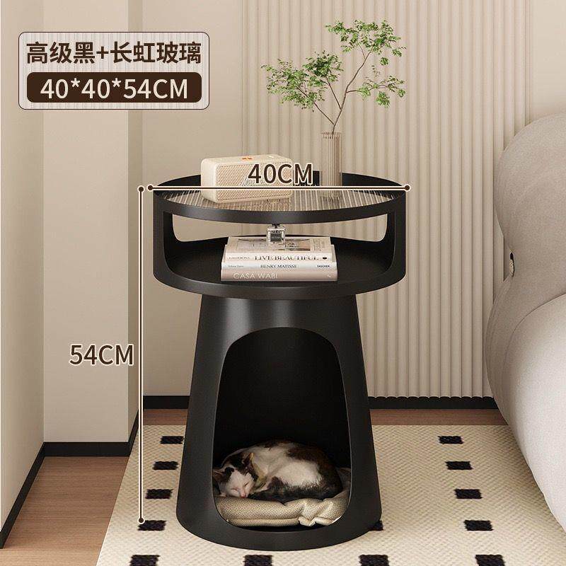 奶油风小户型茶几简约创意圆形一体家用猫窝茶几茶桌其他金属客厅