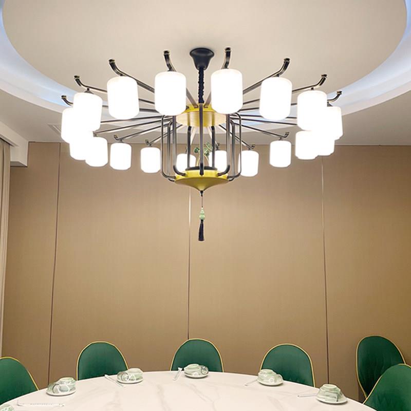 新中式商用包厢吊灯带射灯餐饮饭店专用包间餐桌吊灯圆形餐厅灯具图片