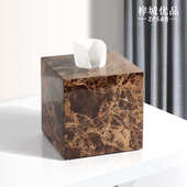天然大理石卫生间纸巾盒北欧酒店客厅轻奢擦手纸抽纸盒托盘样板房
