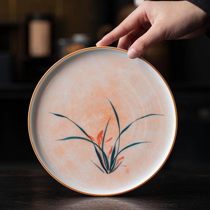 粉色纯手绘干泡盘托盘果盘釉下彩点心盘陶瓷高端女士茶盘茶具配件,餐饮具,茶托,淘宝优惠券,粉丝福利购,淘宝优惠卷