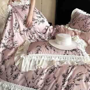 春长夏公风10主0S天丝绒棉印花四件套法式YC9660被套罩用床上品