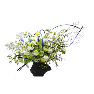 新中式 客厅插花轻奢餐桌花艺茶几摆件 绿色仿真花干枝样板房间软装