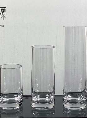 HJM-厚底透明直筒玻璃花瓶高品质加厚台面装饰富贵竹插花简约现代