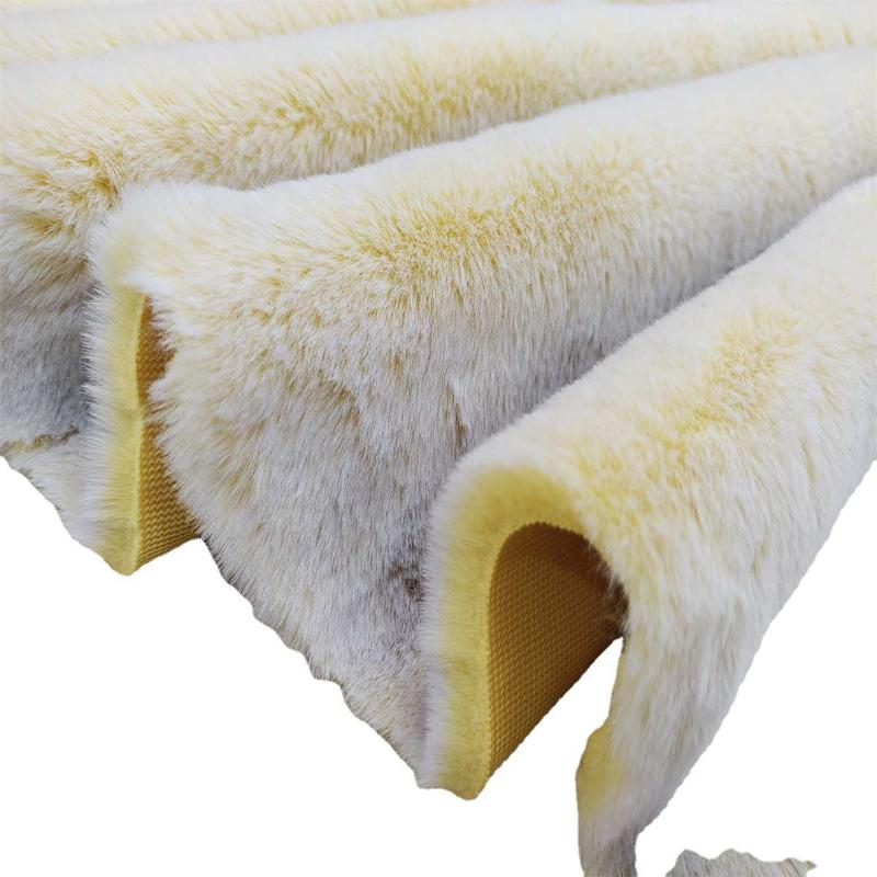 仿真白兔兔毛毛绒大兔毛料中服装鞋帽内里印布面 现货绒雕褪双色