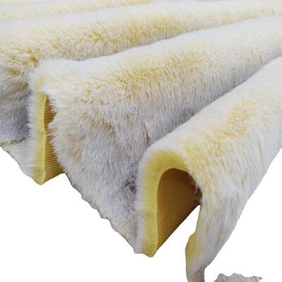 现货雕印大兔毛 服装鞋帽内里绒布面料中兔毛双色仿真褪白兔毛绒