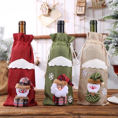Christmas Wine Bottle Cover, Champagne Bag for Table Decor