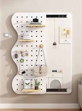 洞板实IQC隐木形穿衣镜推墙拉关闭隐藏全身镜子贴壁挂玄关试衣洞