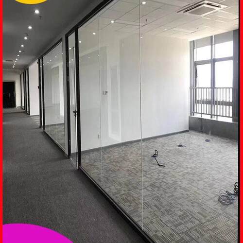 台州市办公玻璃隔墙铝合金双层钢化玻璃内嵌百叶隔音高隔断
