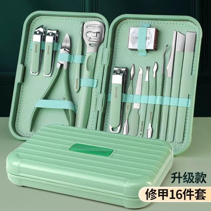 剪指甲刀套装鹰嘴钳不锈钢修甲修脚专业工具包18件套美容美甲全套图片