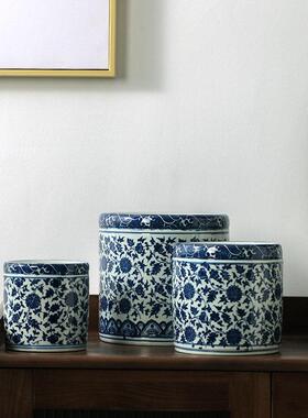 景德镇陶瓷饰品笔架书房四宝青花莲笔架家居办公用品