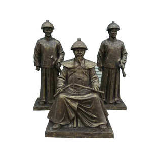 仿铜玻璃钢铸铜人物雕塑民俗农耕园林广场古城商业街小品景观摆件