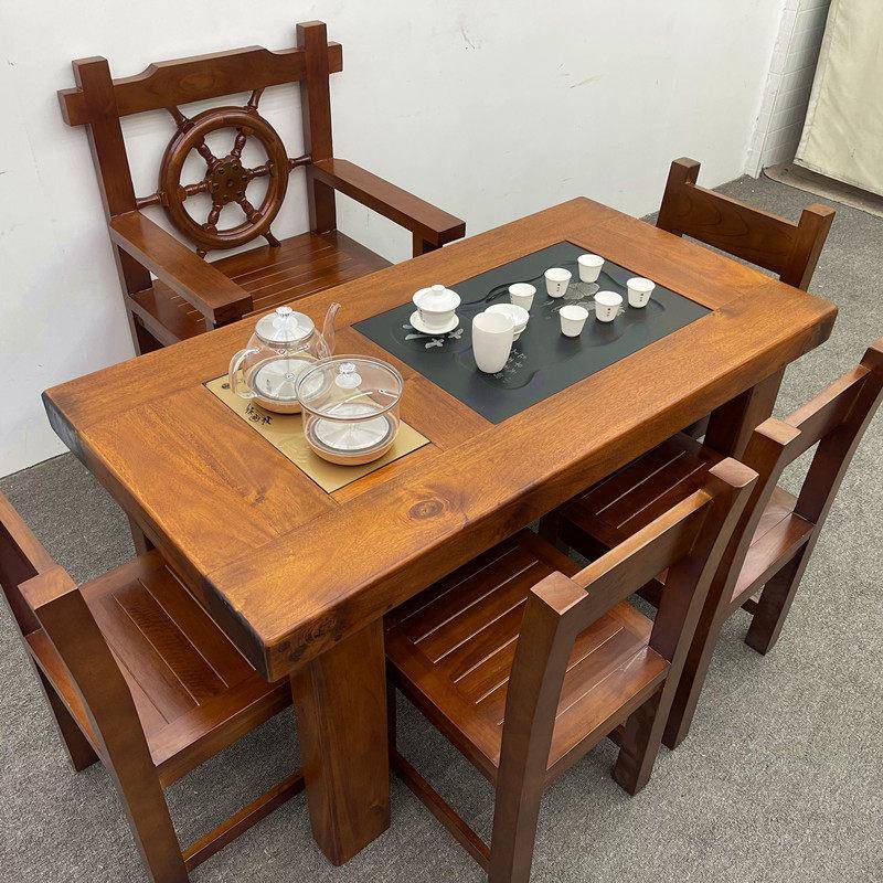 老船木茶桌椅组合客厅纯实木小茶几茶台办公室阳台茶桌小户型家用