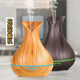 超声波机礼品静音卧室木纹加湿器家用香薰花瓶跨境加湿空气加湿器