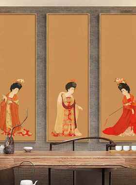 簪花仕女新图GH-043墙中式客厅装饰仿画中式条屏古国画茶室酒楼包