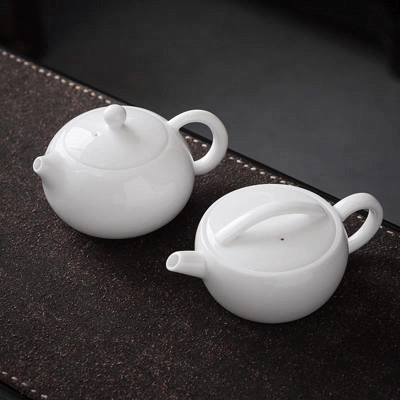 羊脂玉白瓷茶壶陶瓷手工西施凤鸣汉瓦大宽口壶功夫茶具泡茶壶家用