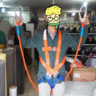 国标缓冲式防坠落高空作业五点式安全带绑腿双钩高处作业安全带