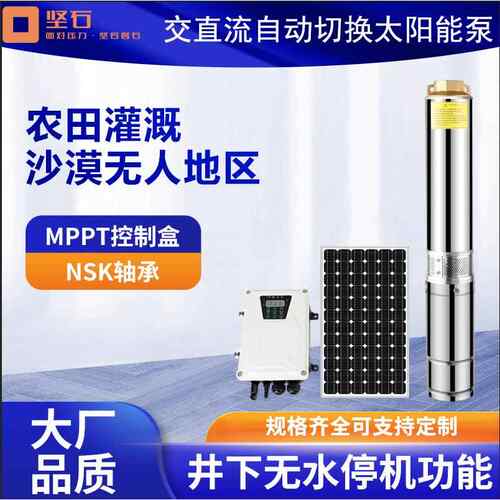 交直流自动切换太阳能光伏水泵成套系统110V220V太阳能潜水泵含板