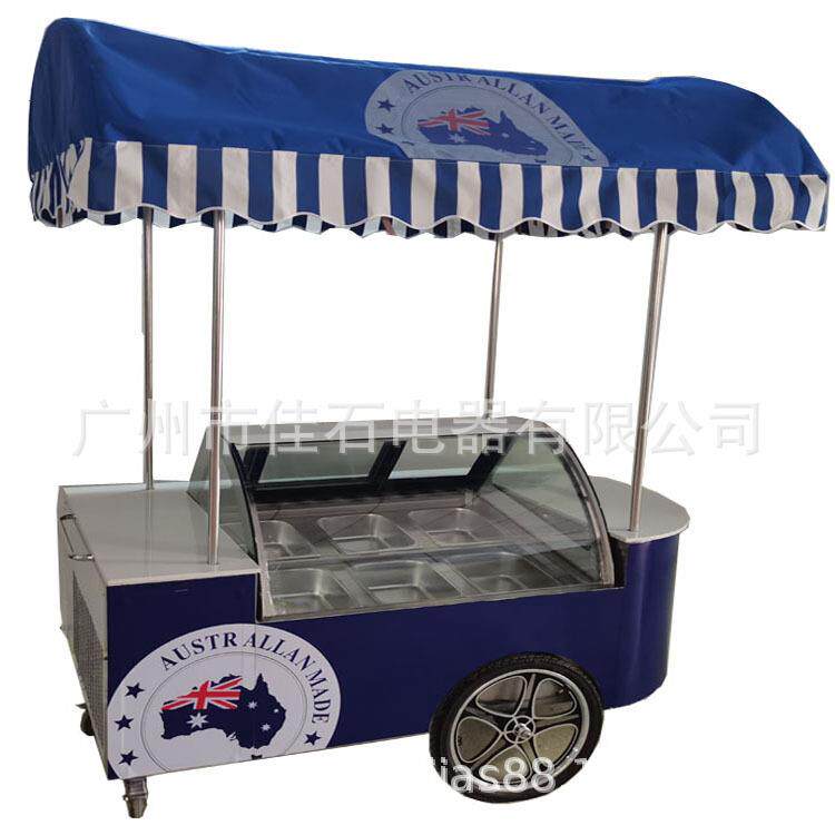 厂家新款6盘户外雪糕车冰棒柜110Vgelatocart冰淇淋手推车