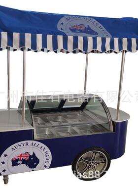 厂家新款 6盘 户外雪糕车 冰棒柜 110V gelato cart 冰淇淋手推车