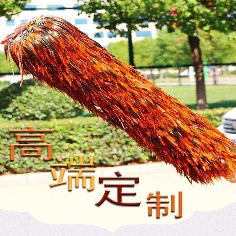 纯手工除尘扫真鸡毛掸子加厚加密家用不掉毛扫车纯黑色鸡毛掸