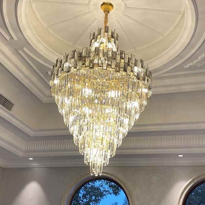 复式代楼吊大灯客厅灯简约楼中别楼墅大厅楼梯间后现水晶灯93528l