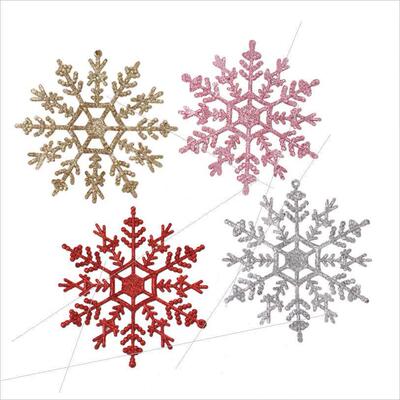 Plastic dusted snowflake Christmas tree pendant雪花挂件