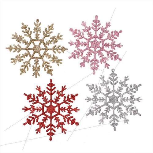 Plastic dusted snowflake Christmas tree pendant雪花挂件