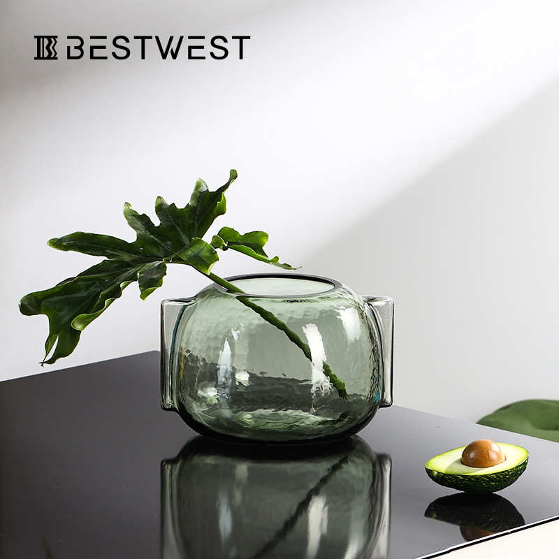 轻花瓶家居饰品  摆件球形玻璃器皿客厅家居瓶装桌面奢西博插花