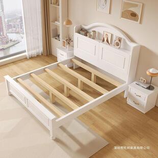 美主式 实木床1.5米8现代简约双人床1.x2米卧家宿用民1.2m单人8835