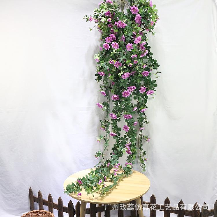 2米11头木香花大壁挂仿真挂壁花仿真饰品阳台装饰家居装饰