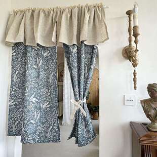 野莓香甜免打孔咖啡帘搭配半帘美式厨房窗帘门帘粘贴魔术贴