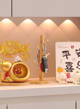 钥匙收纳玄关摆件葫芦发财树招财猫摆件店铺前台客厅钥匙收纳装饰